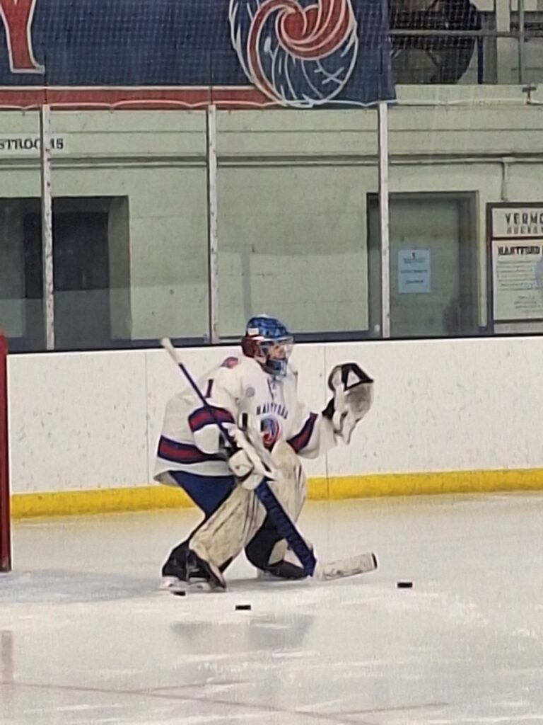Hockey goalkeeper on the ice